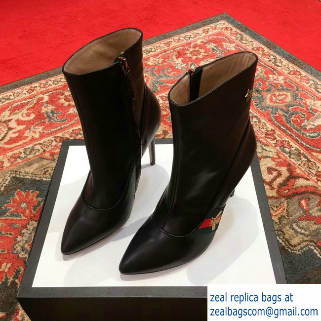 Gucci Heel 9cm Web Bee and Star Boots Black 2018 - Click Image to Close