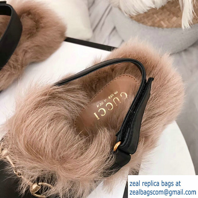 Gucci Horsebit Leather Slipper With Faux Fur 2018