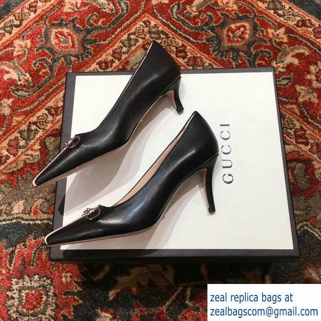 Gucci Horsebit and Sylvie Web Heel 2.5cm/7.5cm Pumps Black 2018 - Click Image to Close