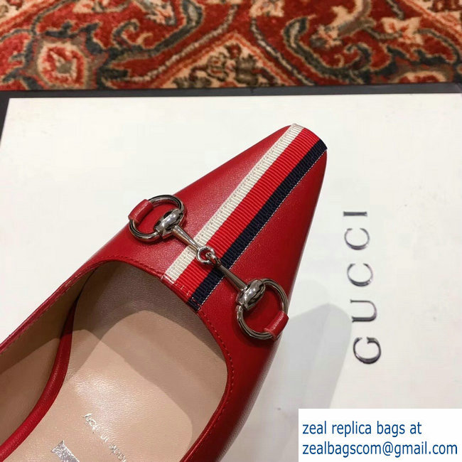 Gucci Horsebit and Sylvie Web Heel 2.5cm/7.5cm Pumps Red 2018 - Click Image to Close