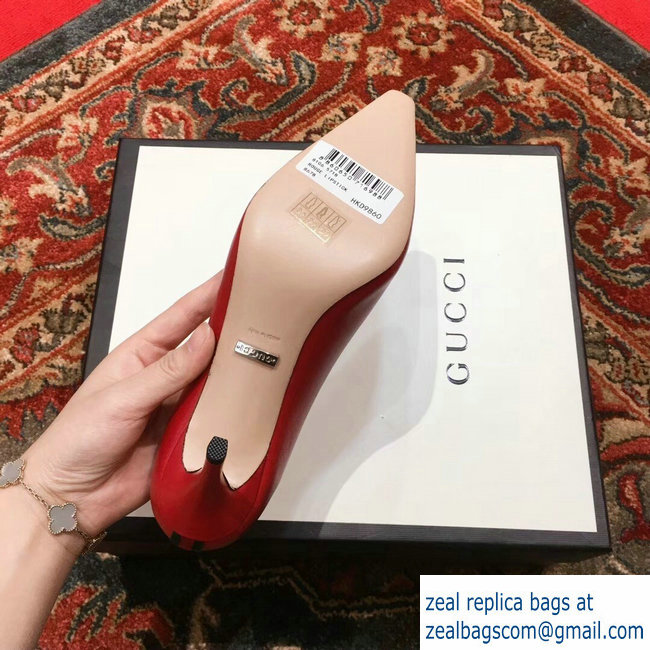 Gucci Horsebit and Sylvie Web Heel 2.5cm/7.5cm Pumps Red 2018 - Click Image to Close