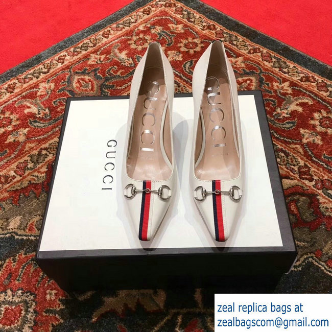 Gucci Horsebit and Sylvie Web Heel 2.5cm/7.5cm Pumps White 2018