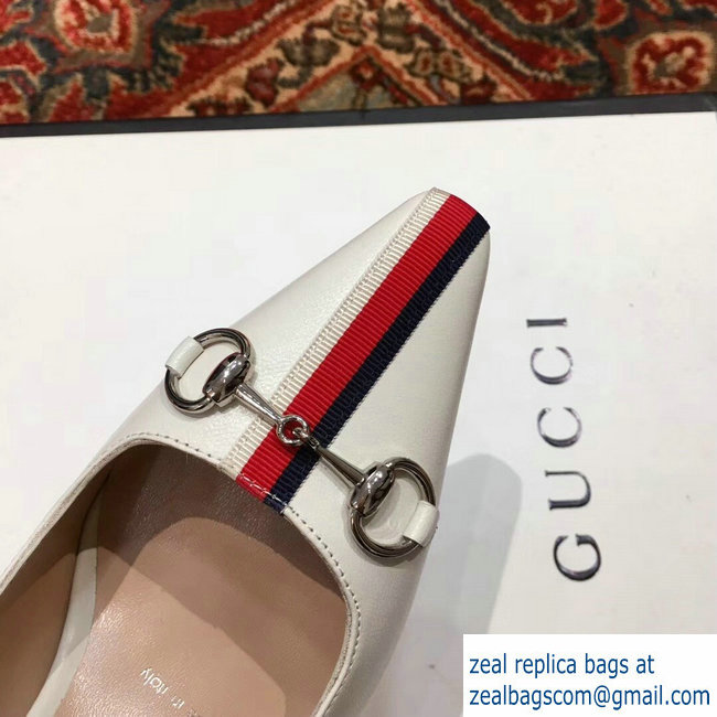 Gucci Horsebit and Sylvie Web Heel 2.5cm/7.5cm Pumps White 2018