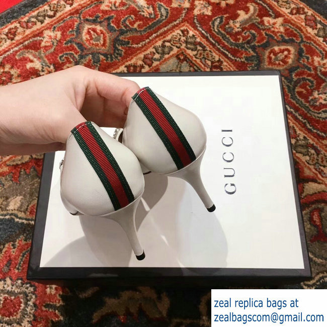 Gucci Horsebit and Sylvie Web Heel 2.5cm/7.5cm Pumps White 2018