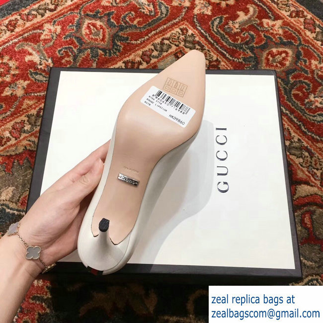 Gucci Horsebit and Sylvie Web Heel 2.5cm/7.5cm Pumps White 2018