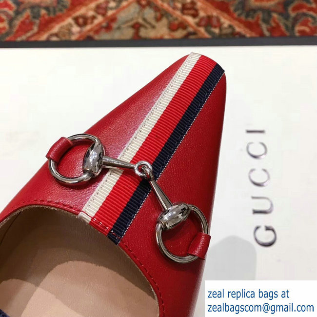 Gucci Horsebit and Sylvie Web Mid-heel Pumps 549616 Red 2018 - Click Image to Close