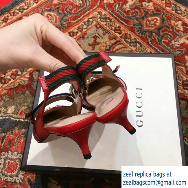 Gucci Horsebit and Sylvie Web Mid-heel Pumps 549616 Red 2018