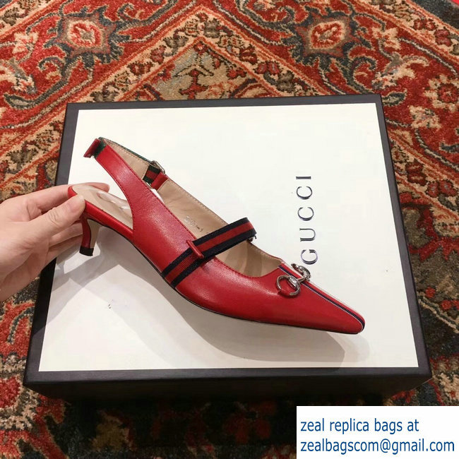 Gucci Horsebit and Sylvie Web Mid-heel Pumps 549616 Red 2018 - Click Image to Close