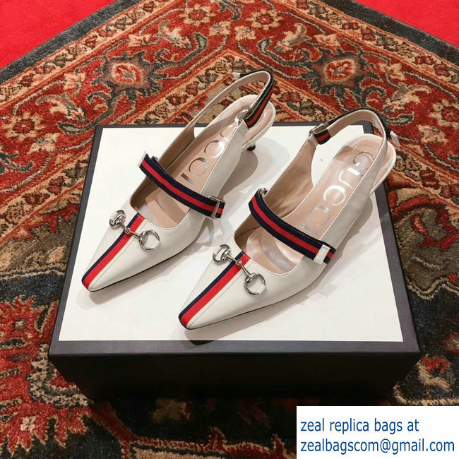 Gucci Horsebit and Sylvie Web Mid-heel Pumps 549616 White 2018