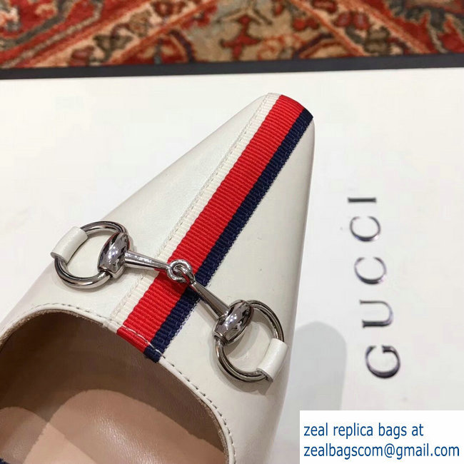 Gucci Horsebit and Sylvie Web Mid-heel Pumps 549616 White 2018 - Click Image to Close