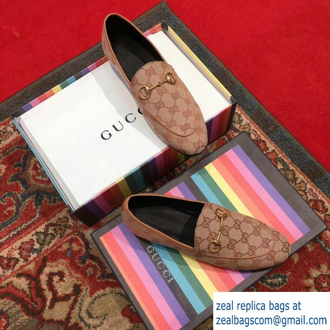 Gucci Jordaan GG Canvas Laofer Beige 431467 2018 - Click Image to Close