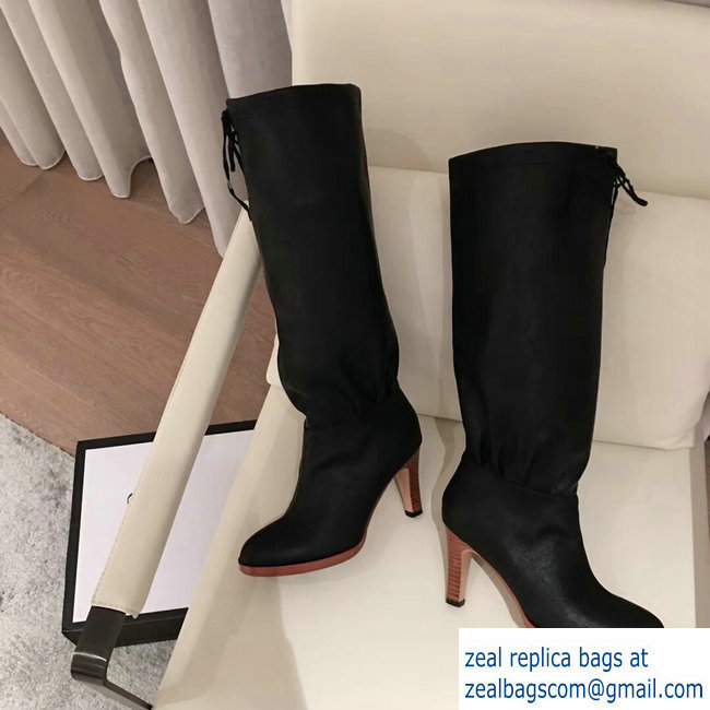 Gucci Leather Mid-Heel Boots Black 2018