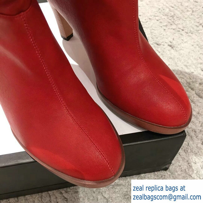 Gucci Leather Mid-Heel Boots Red 2018