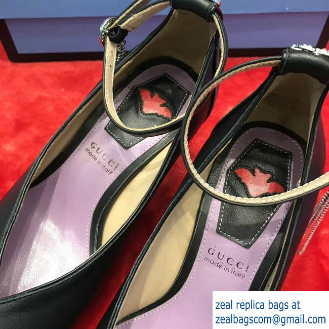 Gucci Mid-Heel 7cm Pumps With Crystal G Heel 548853 Black 2019