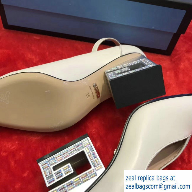 Gucci Mid-Heel 7cm Pumps With Crystal G Heel 548853 Nude 2019