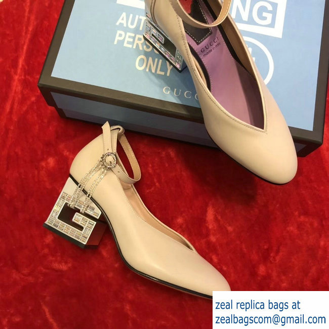 Gucci Mid-Heel 7cm Pumps With Crystal G Heel 548853 Nude 2019