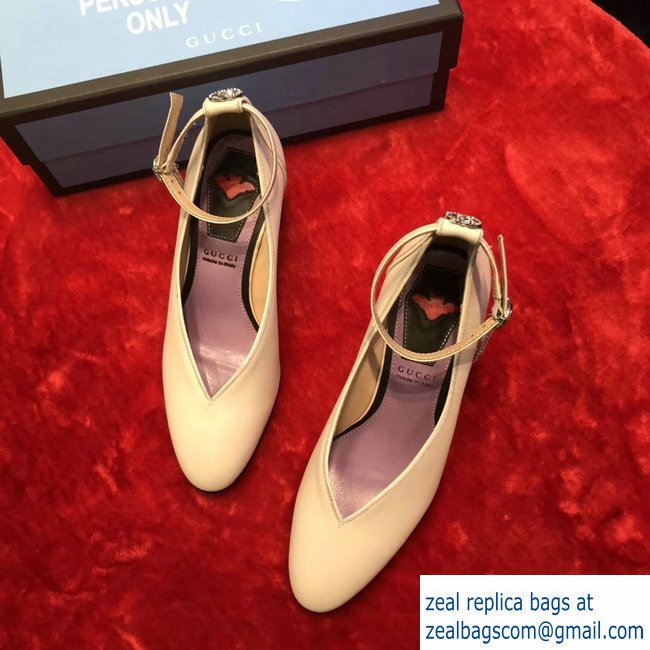 Gucci Mid-Heel 7cm Pumps With Crystal G Heel 548853 Nude 2019