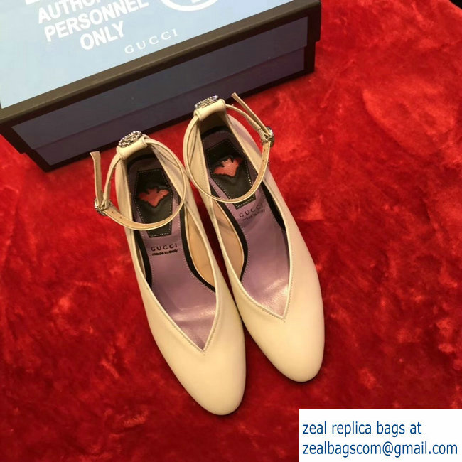 Gucci Mid-Heel 7cm Pumps With Crystal G Heel 548853 Nude 2019