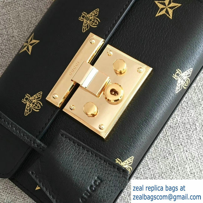 Gucci Padlock Bee Star Small Shoulder Bag 432182 Black 2018