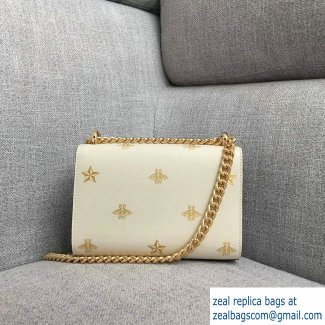 Gucci Padlock Bee Star Small Shoulder Bag 432182 White 2018 - Click Image to Close