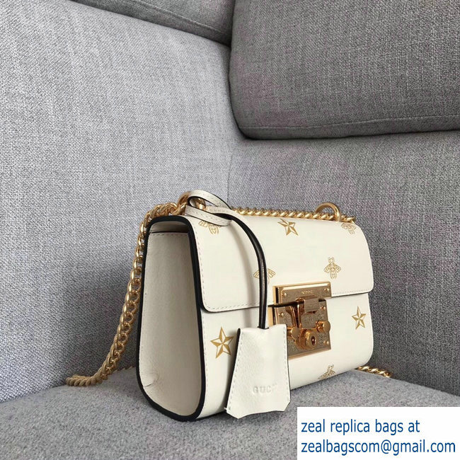 Gucci Padlock Bee Star Small Shoulder Bag 432182 White 2018 - Click Image to Close