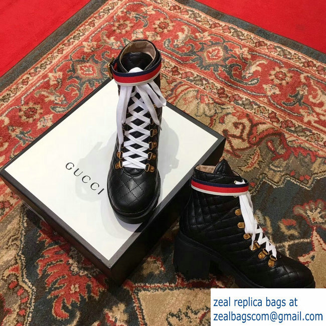 Gucci Quilted Leather Ankle Boots With Belt Black 2018