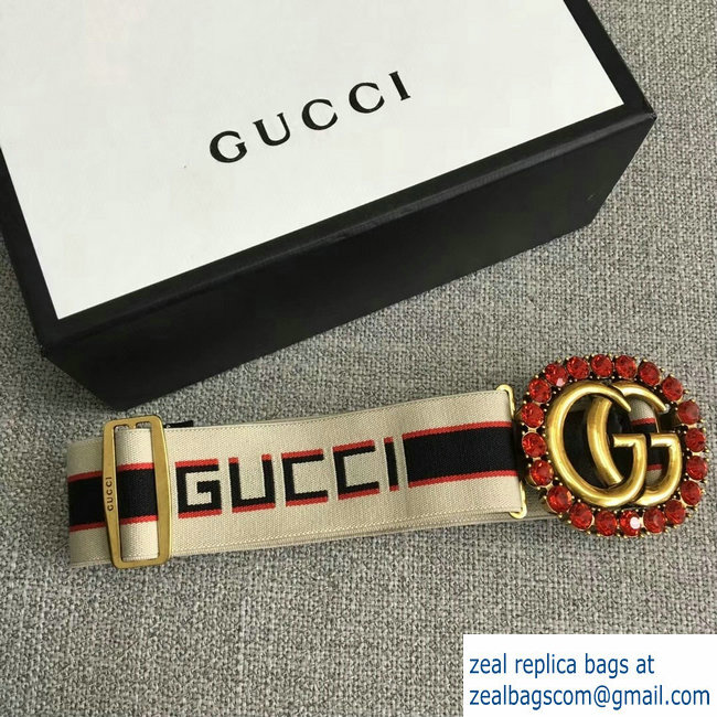 Gucci Stripe Belt With Double G And Crystals 2018