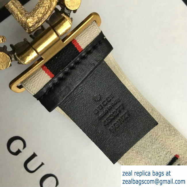 Gucci Stripe Belt With Double G And Crystals 2018