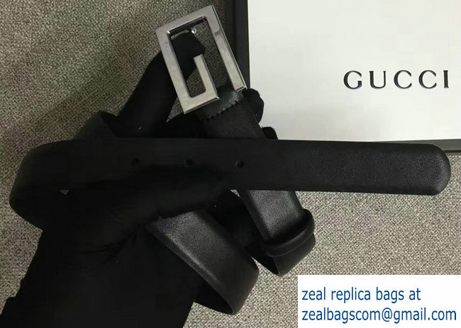 Gucci Width 2.5cm Leather Belt Black with G Buckle 2018
