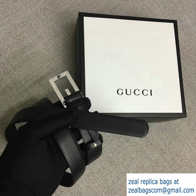 Gucci Width 2.5cm Leather Belt Black with G Buckle 2018