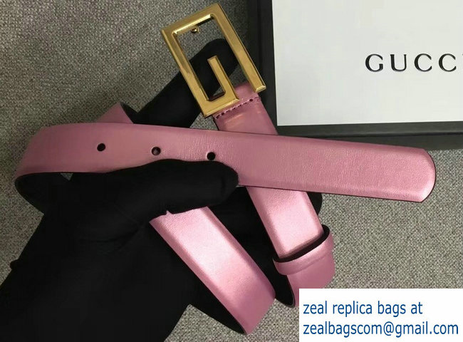 Gucci Width 2.5cm Leather Belt Pink with G Buckle 2018 - Click Image to Close