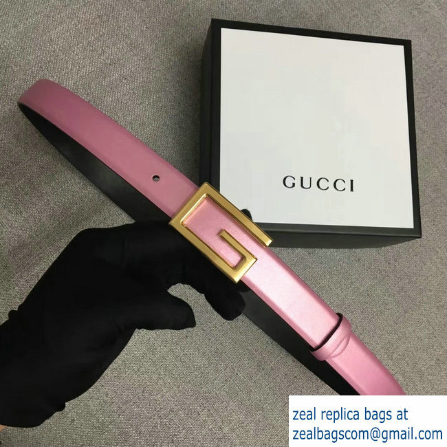 Gucci Width 2.5cm Leather Belt Pink with G Buckle 2018