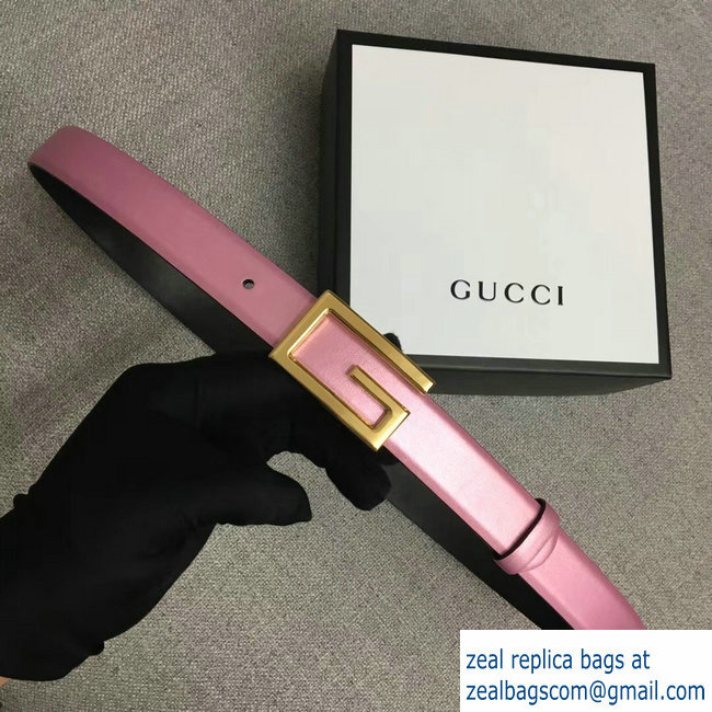 Gucci Width 2.5cm Leather Belt Pink with G Buckle 2018 - Click Image to Close