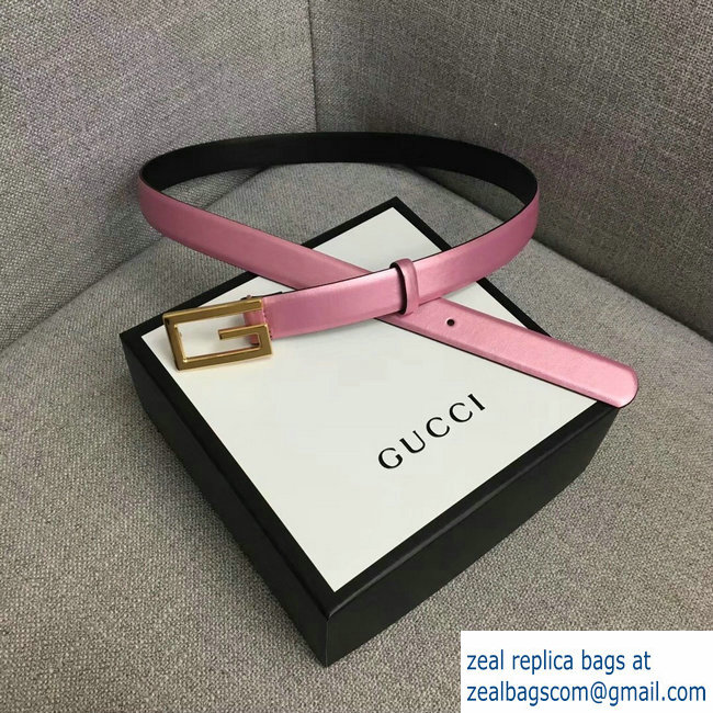 Gucci Width 2.5cm Leather Belt Pink with G Buckle 2018