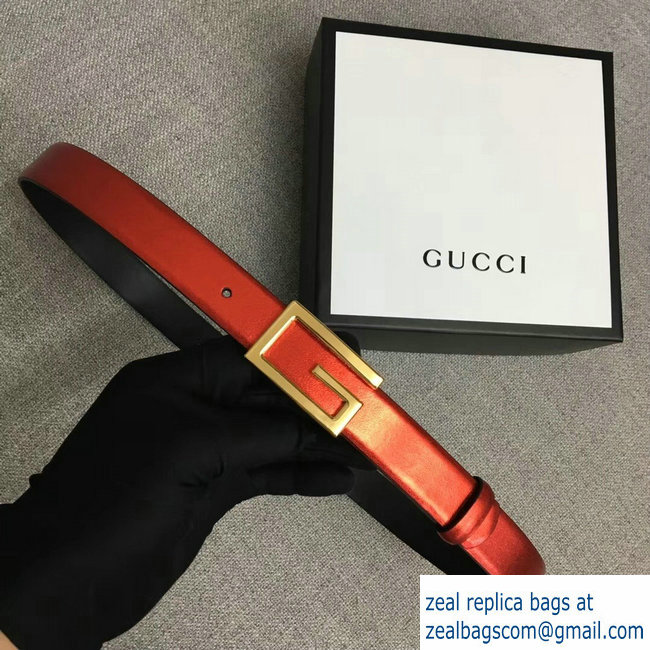 Gucci Width 2.5cm Leather Belt Red with G Buckle 2018 - Click Image to Close
