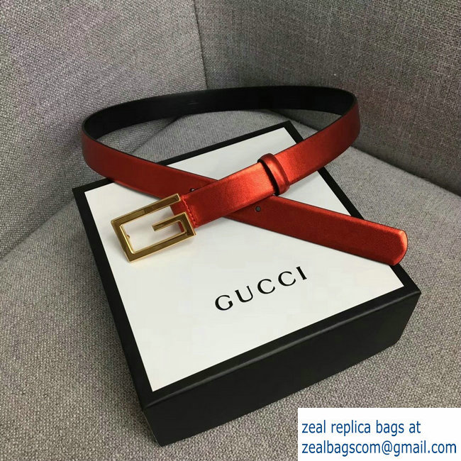 Gucci Width 2.5cm Leather Belt Red with G Buckle 2018