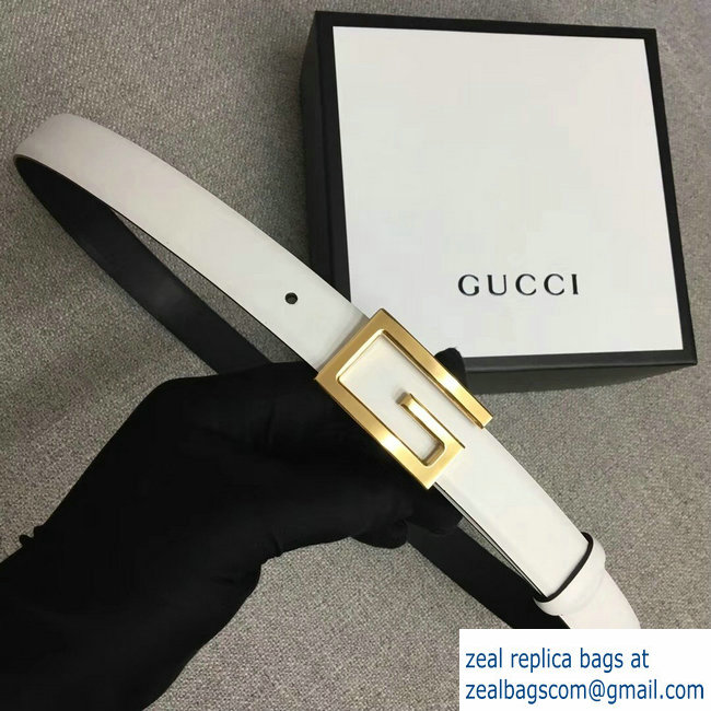 Gucci Width 2.5cm Leather Belt White with G Buckle 2018 - Click Image to Close