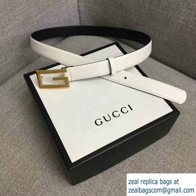 Gucci Width 2.5cm Leather Belt White with G Buckle 2018 - Click Image to Close