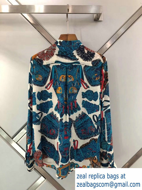 Gucci spring 2019 blue silk shirt