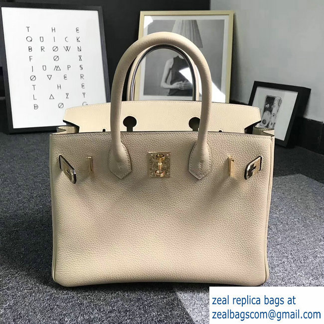 Hermes Birkin 25cm Bag in Original Togo Leather Bag Poussiere