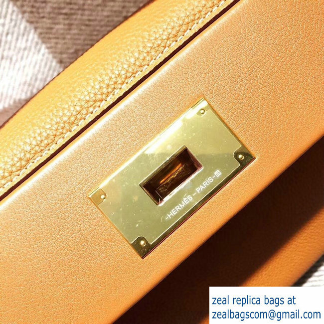 Hermes Kelly 24/24 Bag In Swift and Togo Leather Khaki With Gold Hardware 2018