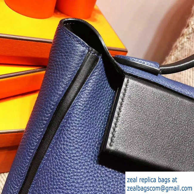 Hermes Kelly 24/24 Bag In Swift and Togo Leather Navy Blue With Silver Hardware 2018 - Click Image to Close