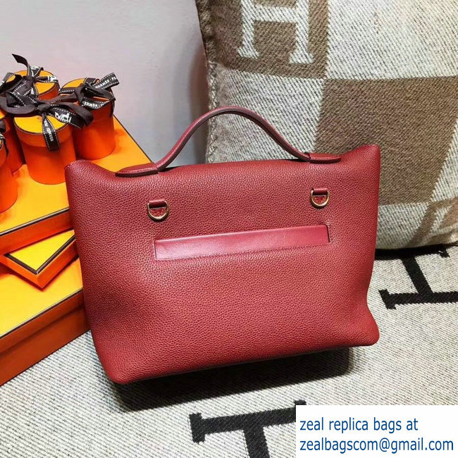 Hermes Kelly 24/24 Bag In Swift and Togo Leather Red With Gold Hardware 2018 - Click Image to Close