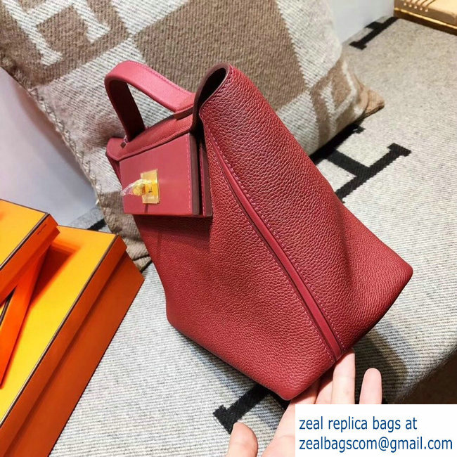 Hermes Kelly 24/24 Bag In Swift and Togo Leather Red With Gold Hardware 2018