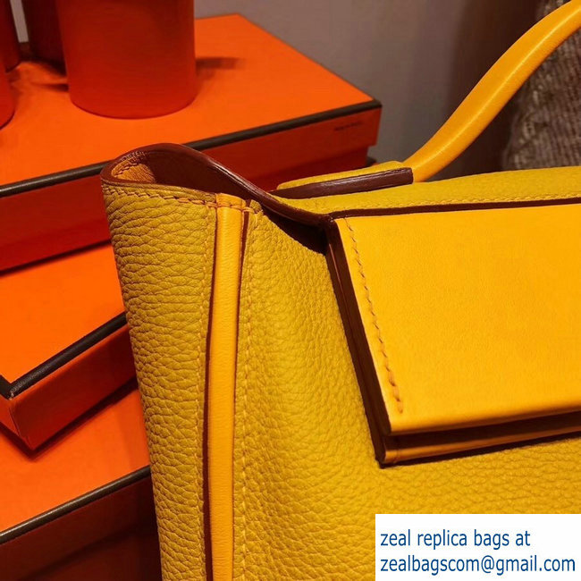 Hermes Kelly 24/24 Bag In Swift and Togo Leather Yellow With Gold Hardware 2018 - Click Image to Close