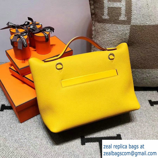 Hermes Kelly 24/24 Bag In Swift and Togo Leather Yellow With Gold Hardware 2018