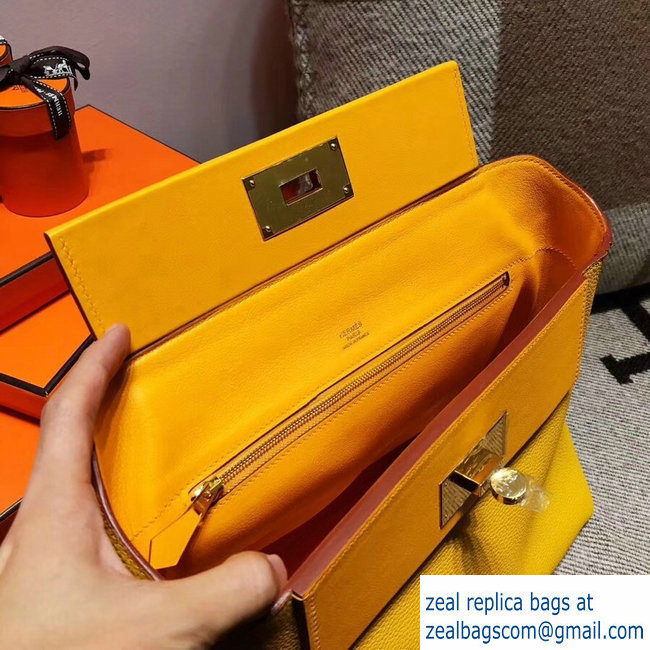 Hermes Kelly 24/24 Bag In Swift and Togo Leather Yellow With Gold Hardware 2018 - Click Image to Close