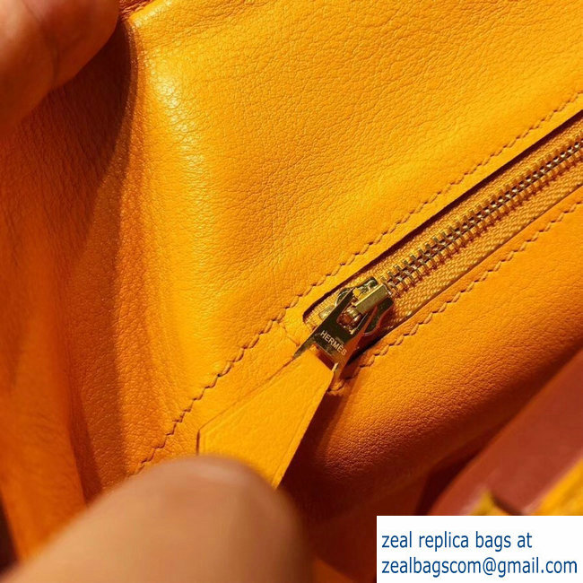 Hermes Kelly 24/24 Bag In Swift and Togo Leather Yellow With Gold Hardware 2018 - Click Image to Close