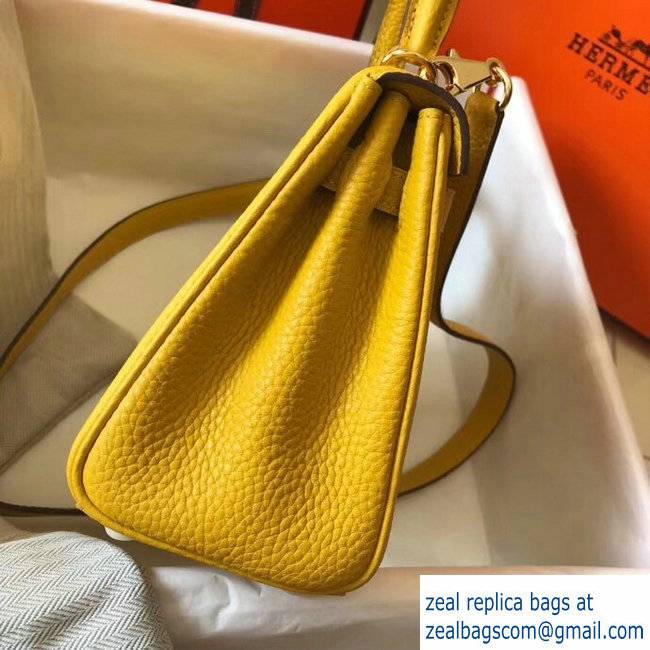 Hermes mini kelly 20 bag Yellow in clemence leather with goldenhardware