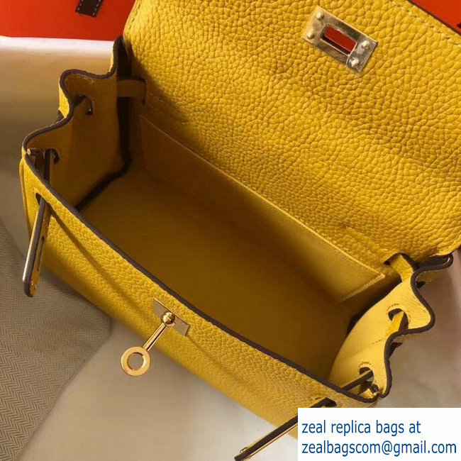 Hermes mini kelly 20 bag Yellow in clemence leather with goldenhardware - Click Image to Close